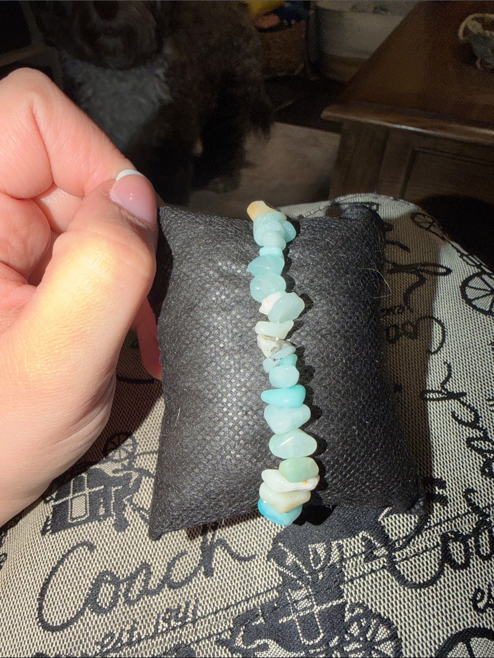 Beaded Chip Stretch Bracelet in Light Aqua